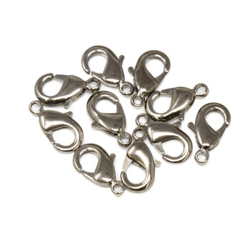 Gunmetal Plated 12x7mm Lobster Clasps - 10 Pieces