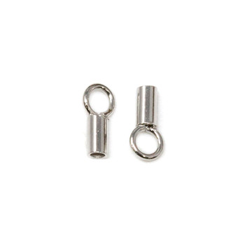 Rhodium Plated Sterling Silver 1mm Glue in End Caps - 1 Pair