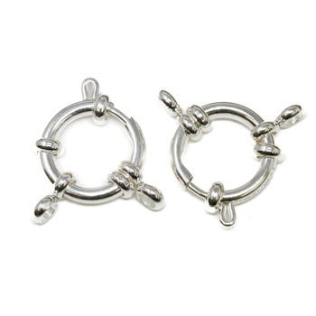 Silver Plated Stainless Steel 16mm Spring Clasp with Bail