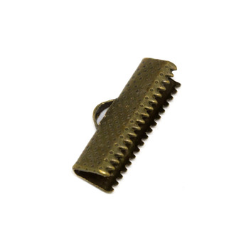 Antique Bronze Plated Brass 20mm Flat Crimp End
