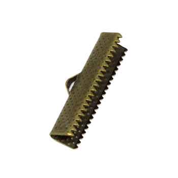 Antique Bronze Plated Brass 25mm Flat Crimp End