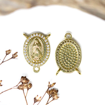 Gold Plated Micro Pave 18x11mm Rosary Center Charm