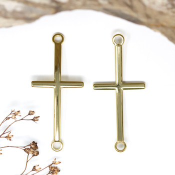Gold Plated Stainless Steel 47.5x20mm Sideways Cross Link
