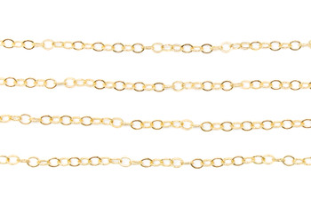 18kt Gold Plated 3.5x3mm Flat Oval Cable Chain - Sold By 6 inches