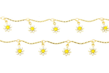 18kt Gold Plated 7mm Enamel Daisy Chain - Sold By 6 inches