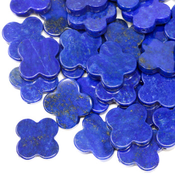 Lapis Polished 15mm Clover Bead