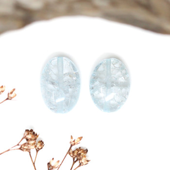 Cracked Crystal Quartz 10x14mm Aqua Oval