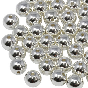 Sterling Silver Plated 10mm Round Anti Tarnish Coating - 100 Beads