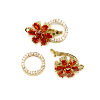 Gold Plated Micro Pave Polished 23x12mm Orange Bloom Fold Over Clasp