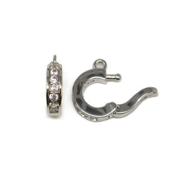 Silver Plated Micro Pave Polished 9x11mm Interchangeable Bail / Clasp