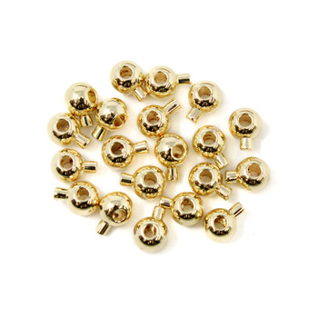 18kt Gold Plated 3mm Round Lollipop Push Pin Crimps - 20 Pieces