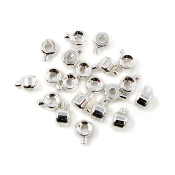 Long Lasting Sterling Silver Plated 3mm Cylinder Lollipop Push Pin Crimps - 20 Pieces