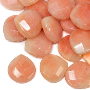 Orange Jade Polished 16x16mm Faceted Pear - Top Drill