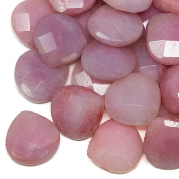 Red Jade Polished 16x16mm Faceted Pear - Top Drill