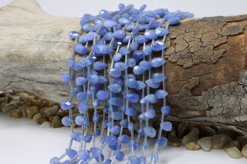 Blue Quartz Polished 6x9mm Faceted Pear - Top Drill