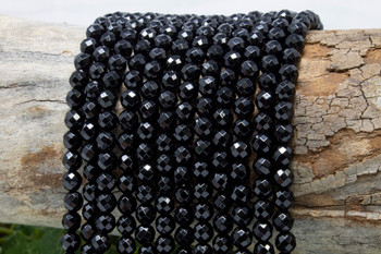 Black Onyx A Grade Polished 6mm Faceted Round - 64 Cut