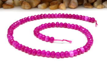 Jade Polished 4x6mm Dyed Fuschia Faceted Rondelle