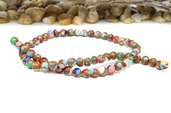 Impression Jasper in Resin Manmade Polished 6mm Multi Color Round