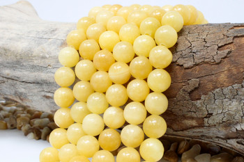 Natural Yellow Jade Polished 12mm Round