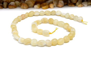 Yellow Jade Polished 8-10mm Oval Nuggets