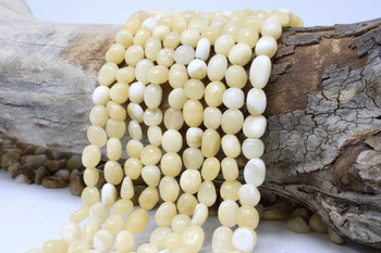 Yellow Jade Polished 8-10mm Oval Nuggets
