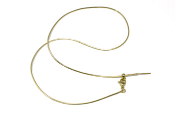 18K Gold Plated Brass 1mm Snake Slide Chain 17" Finished Necklace