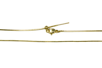 18K Gold Plated Brass 1mm Snake Slide Chain 17" Finished Necklace