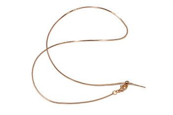 18K Rose Gold Plated Brass 1mm Snake Slide Chain 17" Finished Necklace