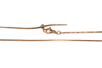 18K Rose Gold Plated Brass 1mm Snake Slide Chain 17" Finished Necklace