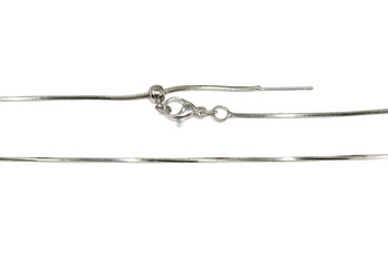 Platinum Plated Brass 1mm Round Snake Slide Chain 17" Finished Necklace