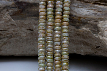 Czech Glass 4mm Rondelle -- Ultra Luster Opaque Green