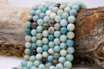 Amazonite Multi Color 10mm Round - 2mm Large Hole