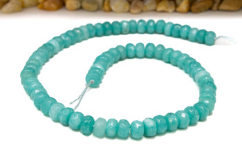 Jade Polished 5x8mm Faceted Rondelle - Dyed Medium Turquoise