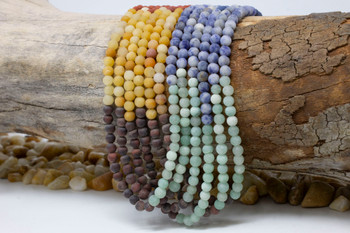 Mixed Chakra Gemstones Matte 4mm Round