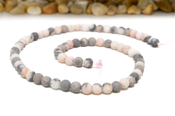 Pink Zebra Jasper Matte 6mm Round