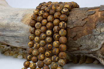 Tibetan Agate Brown & Beige Matte 10mm Round - 3 Eye