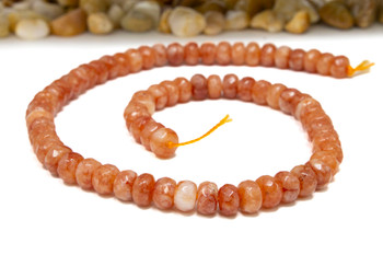 Jade Polished 5x8mm Faceted Rondelle - Dyed Dusty Salmon