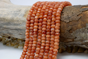 Jade Polished 5x8mm Faceted Rondelle - Dyed Dusty Salmon