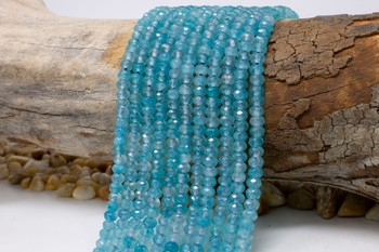 Jade Polished 4x6mm Faceted Rondelle - Dyed Light Teal