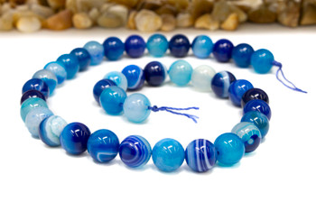 Striped Agate Polished A Grade 10mm Blue Round