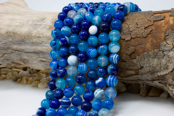 Striped Agate Polished A Grade 10mm Blue Round