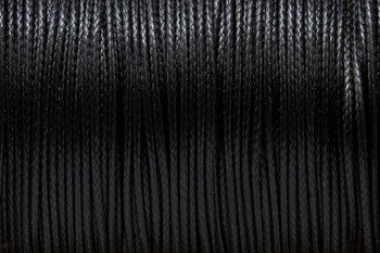 Black - 1mm Waxed Polyester Cord - Sold by the Foot