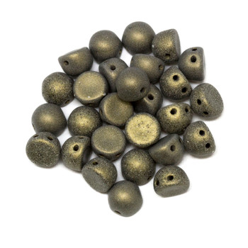 CzechMates® 7mm Cabochon 2 Hole Beads -- Metallic Suede Gold