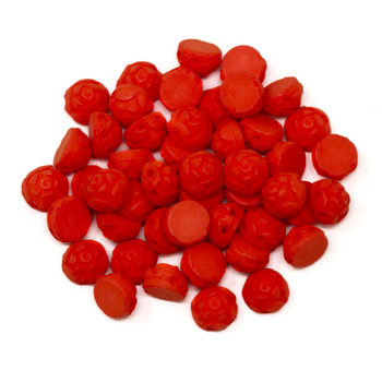 CzechMates®  6mm Rosetta Cabochon 2 Hole Beads -- Neon Country Red Coral