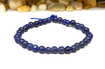Lapis Dyed A Grade Polished 6mm Round - 8" Strand - 2mm Large Hole