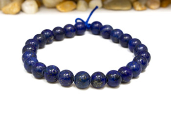 Lapis Dyed A Grade Polished 8mm Round - 8" Strand - 2mm Large Hole