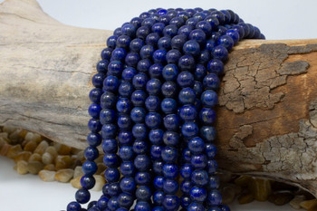 Lapis Dyed A Grade Polished 8mm Round - 8" Strand - 2mm Large Hole