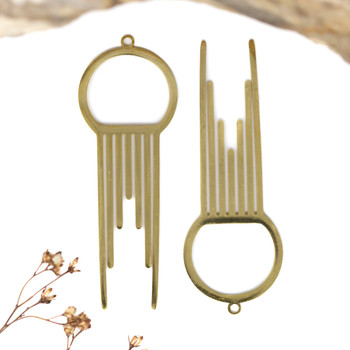Gold Plated Stainless Steel 56x20mm Geometric Dreamcatcher Pendant