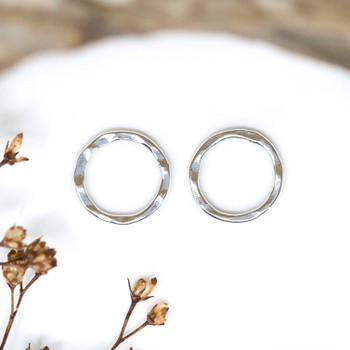 Sterling Silver Plated 10mm Textured Hoop