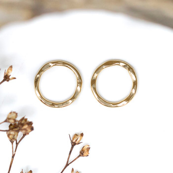 18kt Gold Plated 10mm Textured Hoop